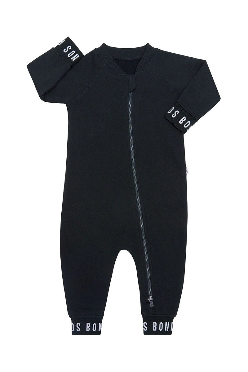 BONDS LOGO FLEECE ZIPPY WONDERSUIT LONG SLEEVE Nu Black – Kids